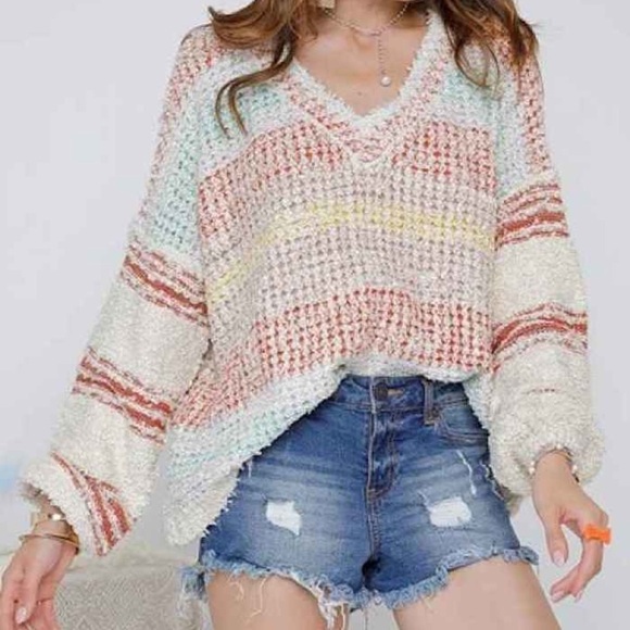 HOMEBODY V NECK FLUFFY/SHAGGY FAUX FUR SWEATER SIZE SMALL - Picture 10 of 10